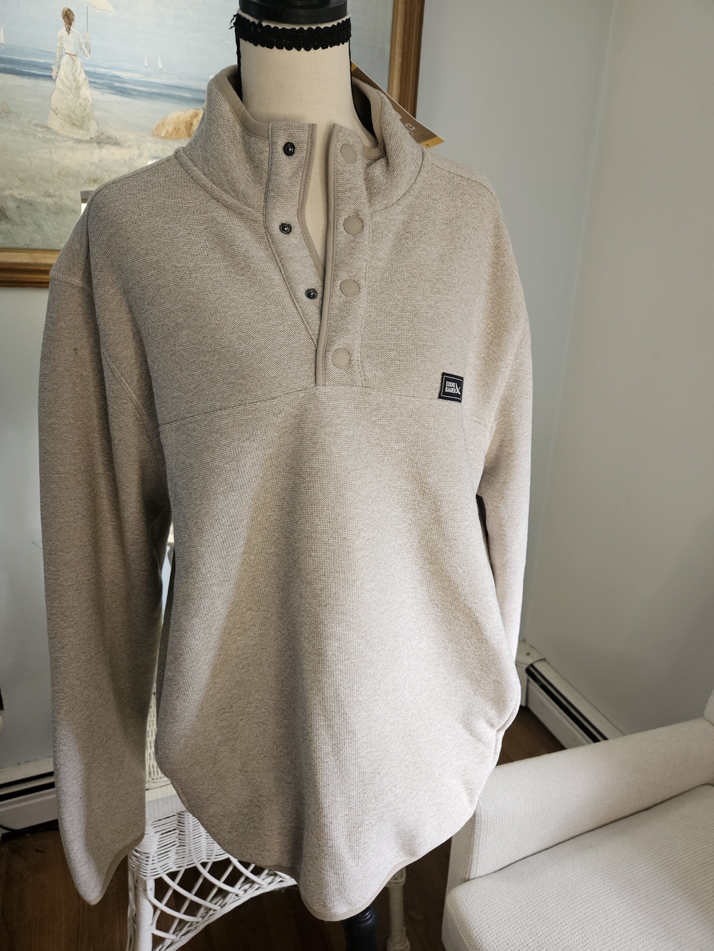Eddie Bauer Beige Snap-Placket Pullover